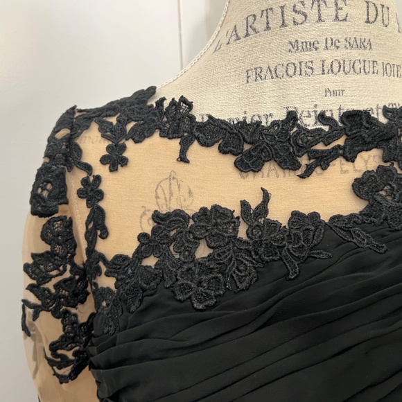 Womens Elegant Evening Gown Lace Floral Embroidered Bodycon Maxi Dress 3/4Sleeve - Picture 10 of 10